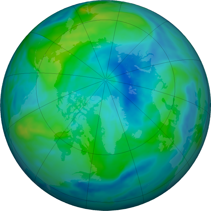 Arctic ozone map for 09 October 2019